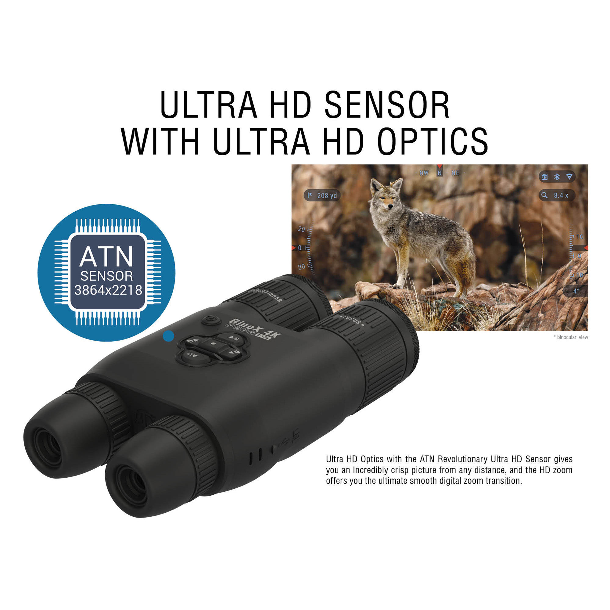 Restored Premium ATN BinoX 4K 4-16x Smart Day/Night Binoculars (Refurbished)