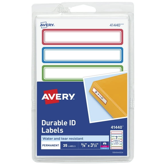 Avery Durable Labels, 5/8" x 3-1/2", Assorted, 35 Total (41440)