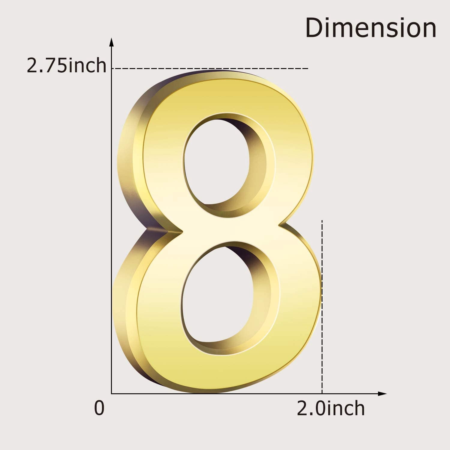 20 Pieces House Numbers Mailbox Numbers 0-9, 3D Door Address Numbers Self Adhesive Mailbox Numbers Sticker or House, Apartment, Office, Hotel Room, Mailbox Signs (Gold, 2.76 Inch)