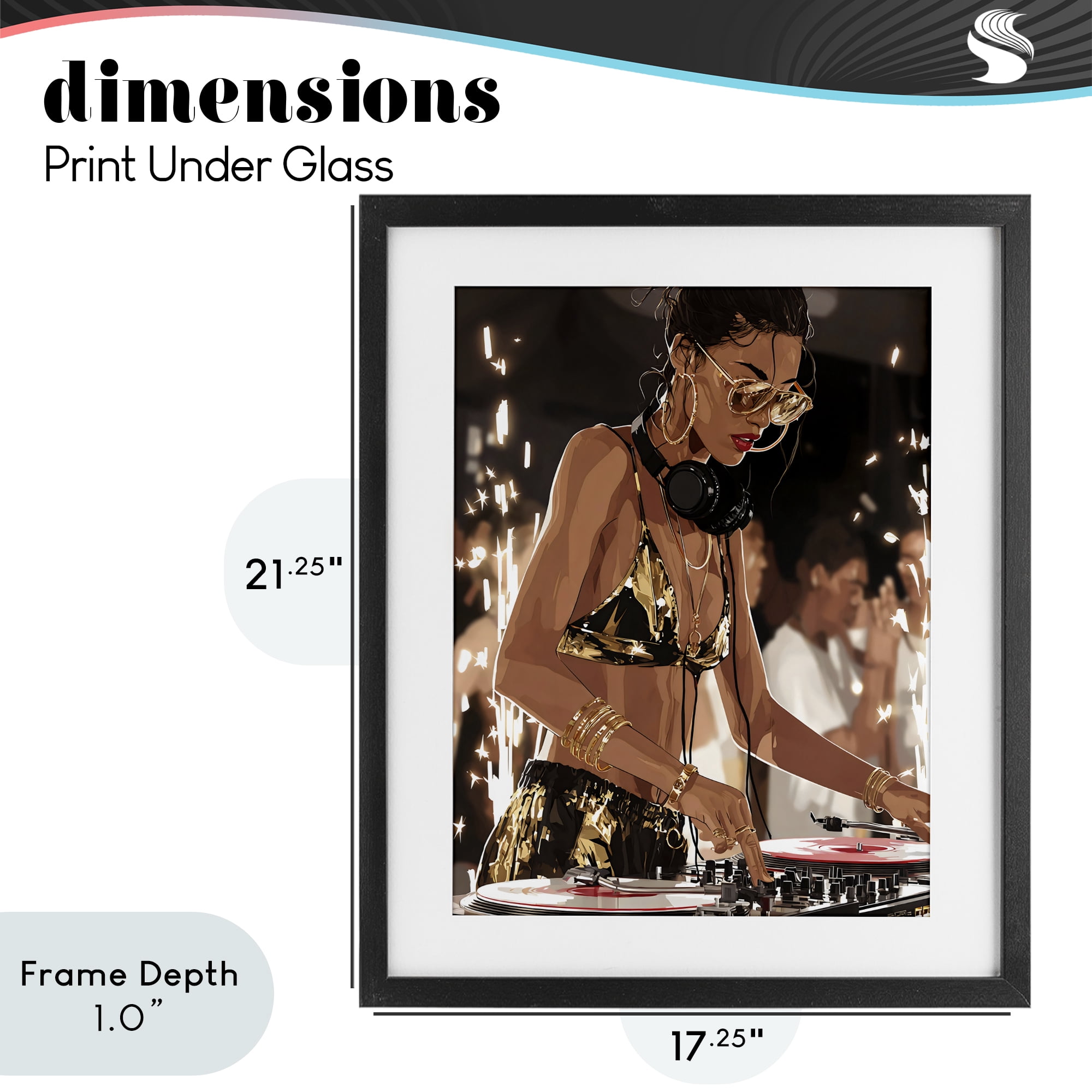 Stupell Industries Party All Night Gilded DJ Black Framed Print Under Glass, design by Franklyn Gregory