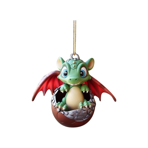 pstuiky Huevo de dinosaurio pequeño, decoración navideña para el hogar, colgante plano acrílico, lindo regalo de Año Nuevo para bebés