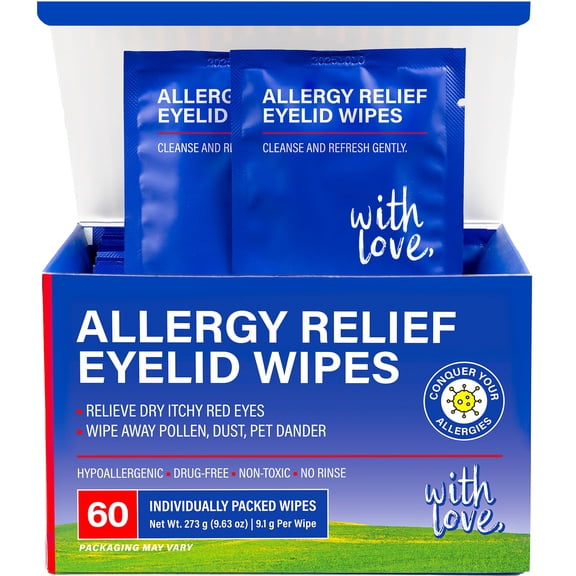 Gentle Clean Eyelid Wipes (60 Pack) Individually Wrapped Wipes, Gentle Eyelid & Lash Cleansing Wipes with Chamomile, Aloe & Hyaluronic Acid for Daily Eye Care, Makeup & Oil Removal