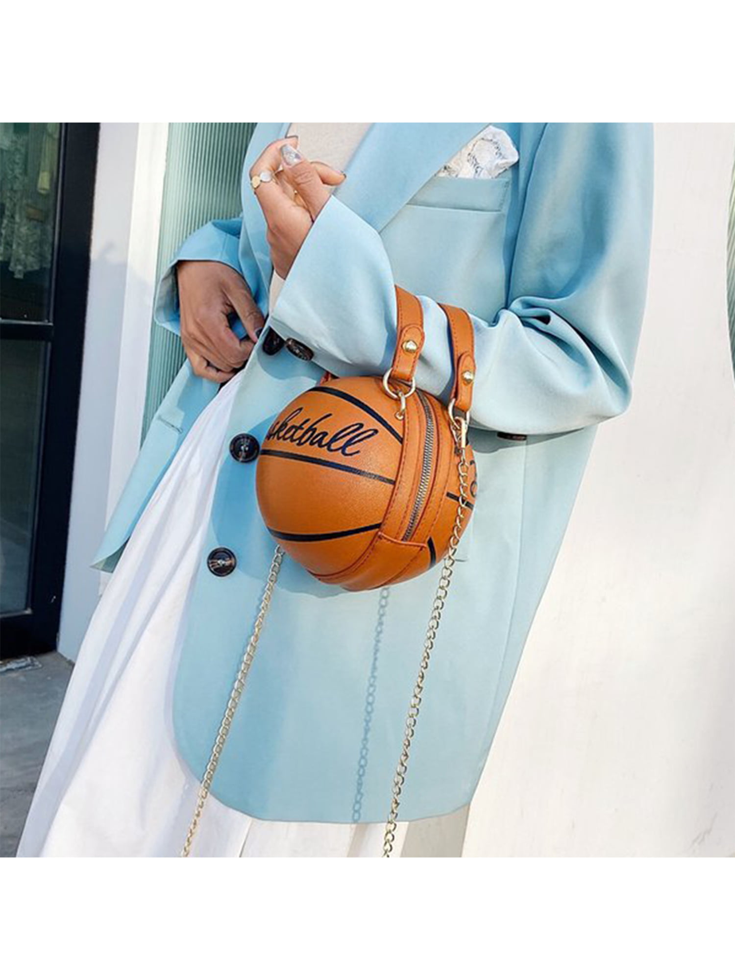 Haite Ladies Cross Body Bag Basketball Shaped Handbags Round Small Shoulder  Bags Zipper Closure Women Mini Soccer Style Black Basketball 