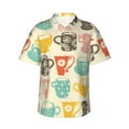 thumbnail image 2 of Yiaed Vintage Cup Print Hawaiian Shirt for Men Short Sleeve Button Down Shirts Beach Shirts for Men-Small, 2 of 5