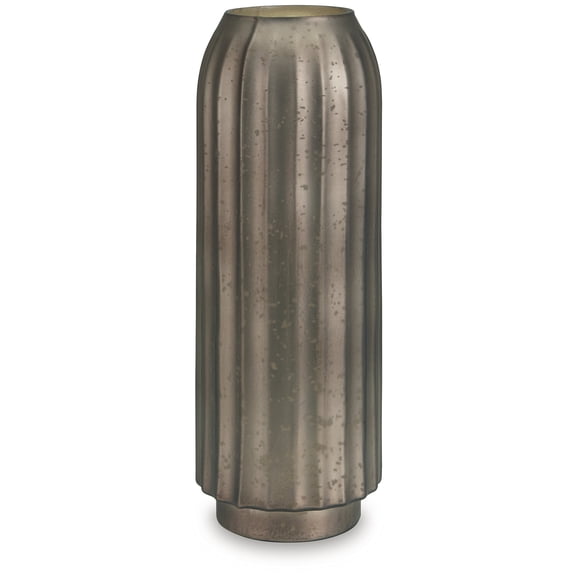 Signature Design by Ashley Briarcott 17.75" Glass Vase, Matte Brown Finish Decor