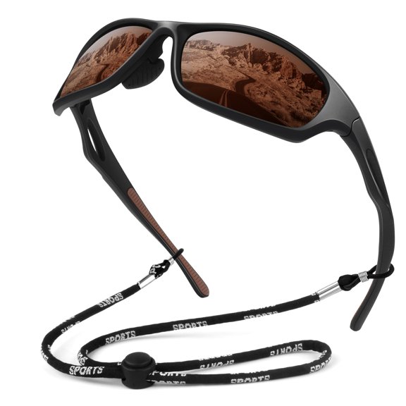 LINVO Polarized Sports Sunglasses for Men UV400 Protection Wraparound Goggles for Fishing Cycling Running