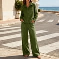 thumbnail image 2 of QQZ Wide Leg Pants 2 Piece Set For Women, Denim Long Sleeve Collared Top & Palazzo Pants Casual Outfit, 2 of 7