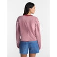 thumbnail image 3 of No Boundaries Oversize LS Stripe Tee, Women’s Sizes XXS-XXL, 3 of 5