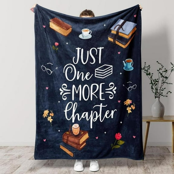 [Maple] [60x50inch] Soft Funny Throw Blanket Flannel For Book Lovers "Just One More Chapter" Design,Multipurpose Cozy Blanket For All Seasons,Perfect Gift For Readers,Sofa Throw