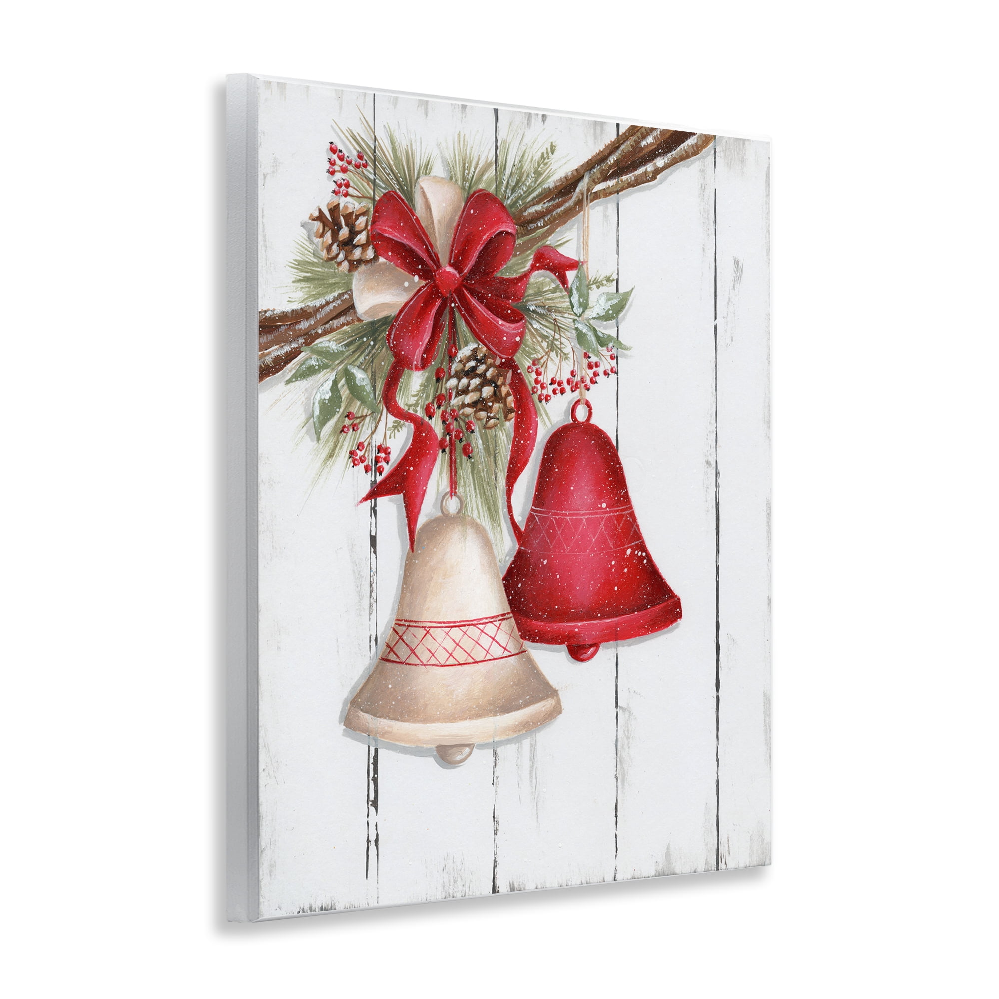 Stupell Industries Rustic Winter Bells Holiday Painting Unframed Art Print Wall Art, 11 x 14