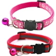 thumbnail image 1 of LAICAIW Lot de 2 Colliers pour Chat à Dégagement Rapide, Collier Réfléchissant pour Chaton avec Clochette et Dégagement de Sécurité (Rose Foncé), 1 of 5
