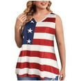 thumbnail image 3 of USSUMA Womens Summer Tops and Blouses Trendy V Neck USA Flag Print Plus Size T-Shirts for Women Dressy Casual Sleeveless 4th of July Patriotic Tanks Shirt Tunics Plus Beach, 3 of 6
