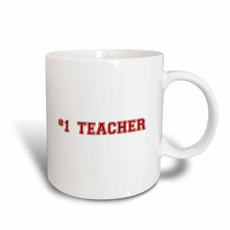 3dRose #1 Teacher - Red text - Number One Teacher for worlds greatest and best school teachers, Ceramic Mug, (Best Teacher In World)