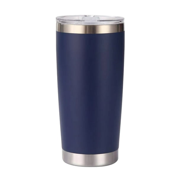 Vaso de 20 oz con tapa, vaso de viaje de acero inoxidable de doble pared con aislamiento al vacío, taza de café con aislamiento duradero, con revestimiento de polvo azul marino, taza térmica con tapa