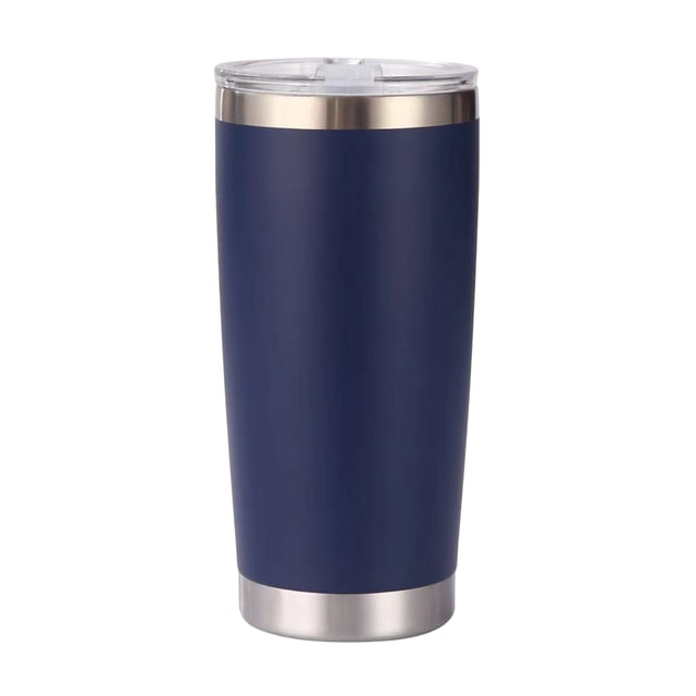 Vaso de 20 oz con tapa, vaso de viaje de acero inoxidable de doble pared con aislamiento al vacío, taza de café con aislamiento duradero, con revestimiento de polvo azul marino, taza térmica con tapa