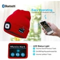thumbnail image 3 of Morttic Unisex Bluetooth Beanie Hat with Light, Upgraded Musical Knitted Cap with Headphone and Built-in Stereo Speakers & Mic, Headlamp Hat for Outdoor Sports Running Hiking (Red), 3 of 8