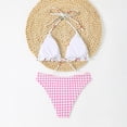 thumbnail image 5 of Minjewel Women's Sexy Checkered Floral Two-Piece Bikini, V-Neck & Hollowed-Out Design Swimsuit for Beach & Pool Party,Light pink,L, 5 of 7