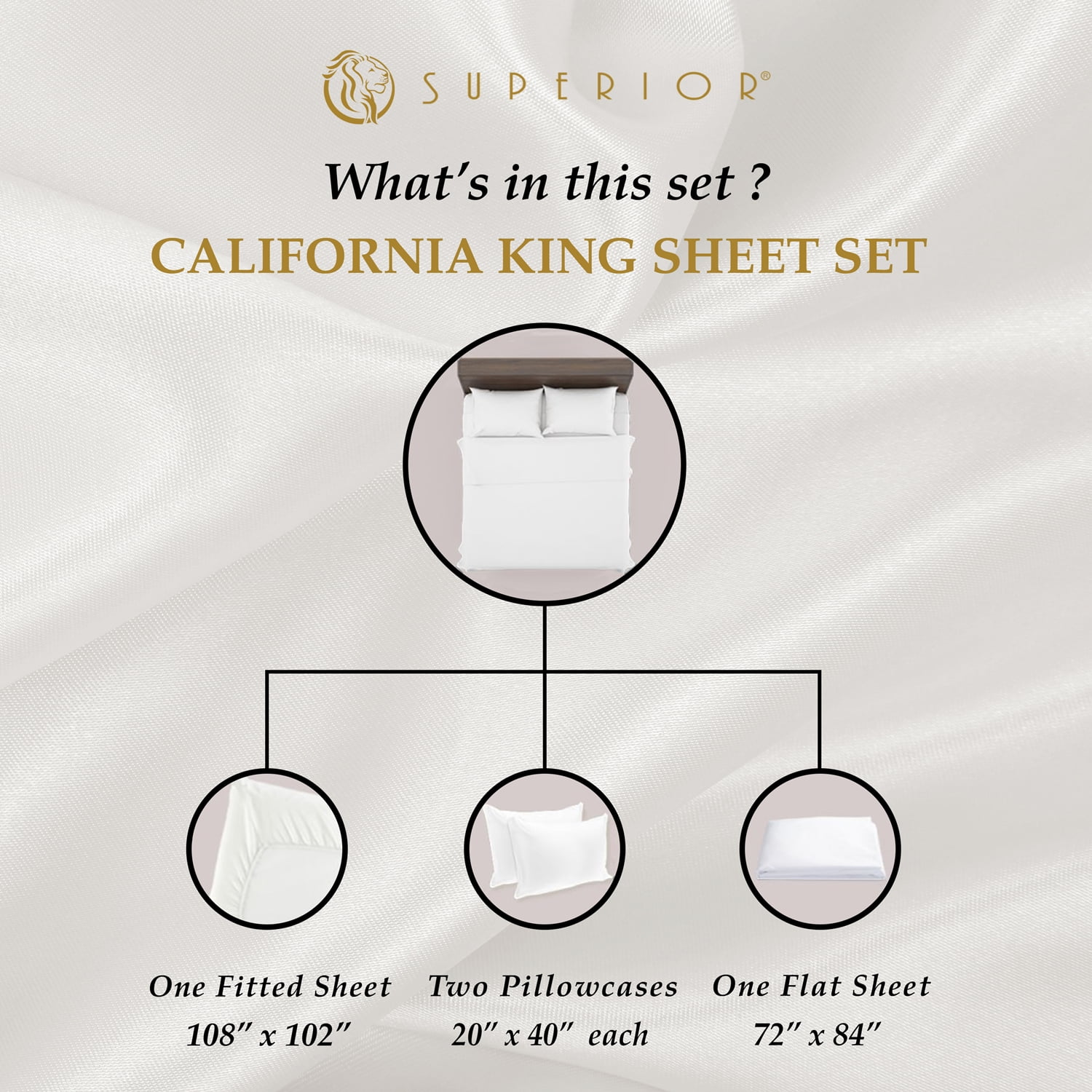 Superior 4-Piece 300 Thread Count Light Grey Egyptian Cotton Sheet Set, California King