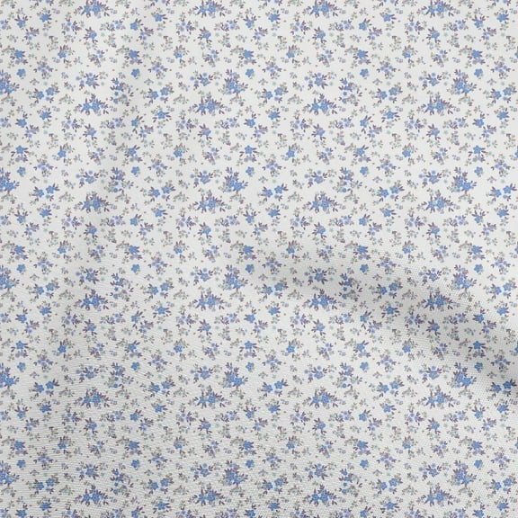oneOone Cotton Cambric Blue Fabric Floral Quilting Supplies Print Sewing Fabric By The Yard 42 Inch Wide-aC