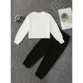 thumbnail image 3 of 9Y Big Girls Clothes Big Girls Outfits Long Sleeve Letter Print Round Neckline Top Pants 2PCS Girls Fall Winter Clothing Set White, 3 of 8