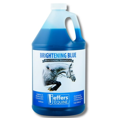Jeffers Equine Brightening Blue Whitening Horse Shampoo, 128oz – Soap Free, Detergent Free Grooming Shampoo for Coat, Mane & Tail, Removes Tough Stains, Enhances Shine, Safe for White & Light Coats