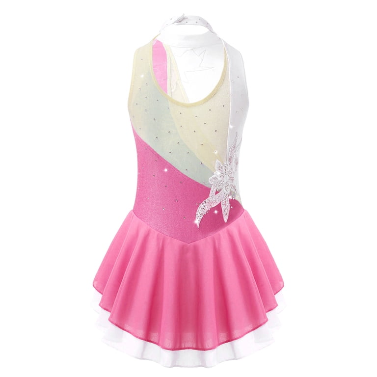 JanJean Figure Skating Dress Girls Roller Skating Dress Shiny Rhinestone  Ballet Dance Competition Pink 10 - Walmart.com