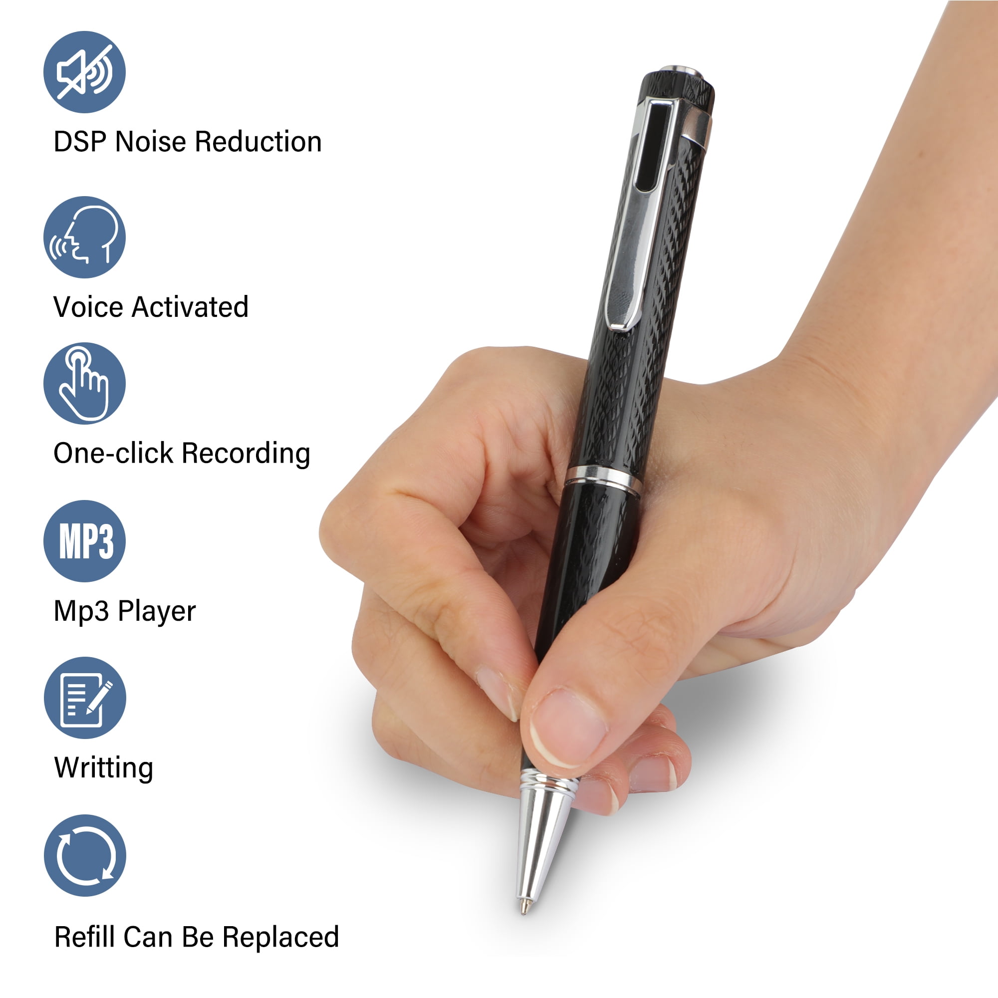 YouLoveIt Portable Recorder Pen 32GB Voice Activated Recorder MP3 USB Playback Fit For Lecture, Conference Course Recording Equipment