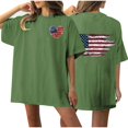 thumbnail image 1 of Camiseta de Cuello Redondo Impresa Delantera Y Trasera Del Día de la Independencia de las Mujeres, Tops Cortos Casuales para las Mujeres, 1 of 5