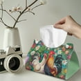 thumbnail image 2 of SEANATIVE Rooster Tissue Box Cover Rectangle PU Leather Tissue Box Holder with Top Buckle, Daisy Tissue Box Organizer for Bathroom, Bedroom, Hotel, Office Desk, Kitchen, Dinner Table, 2 Pcs, 2 of 7