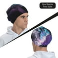 thumbnail image 6 of Pofeuu Purple Sky Wolf Print Beanie Hat for Men and Women Winter Warm Hats Knit Slouchy Thick Skull Cap, 6 of 7