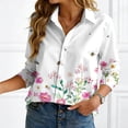 thumbnail image 2 of felwors Button Down Shirt for Women 3/4 Sleeve Blouses Floral Printed Tops Business Casual Work Outfits (White, L), 2 of 8