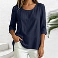 thumbnail image 4 of Lmueinov 3/4 Sleeve Length Tops for Women 100%Cotton Solid Crew Neck Casual Tunic Shirts Lightweight Pullover Blouses for Summer Fall Daily Vacation, 4 of 7