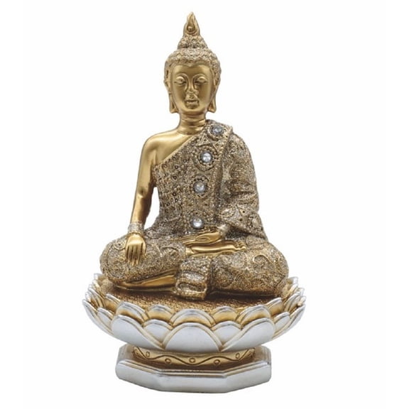 FC Design 6"H Earth Touching Buddha on Lotus Seat in Gold and Silver Statue Feng Shui Decoration Religious Figurine