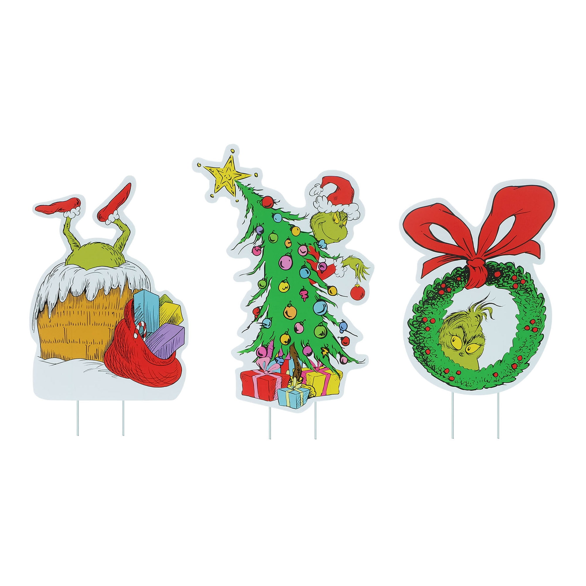 Dr. Seuss The Grinch, Cindy‑Lou & Max Christmas Yard Stakes – 3 Pieces