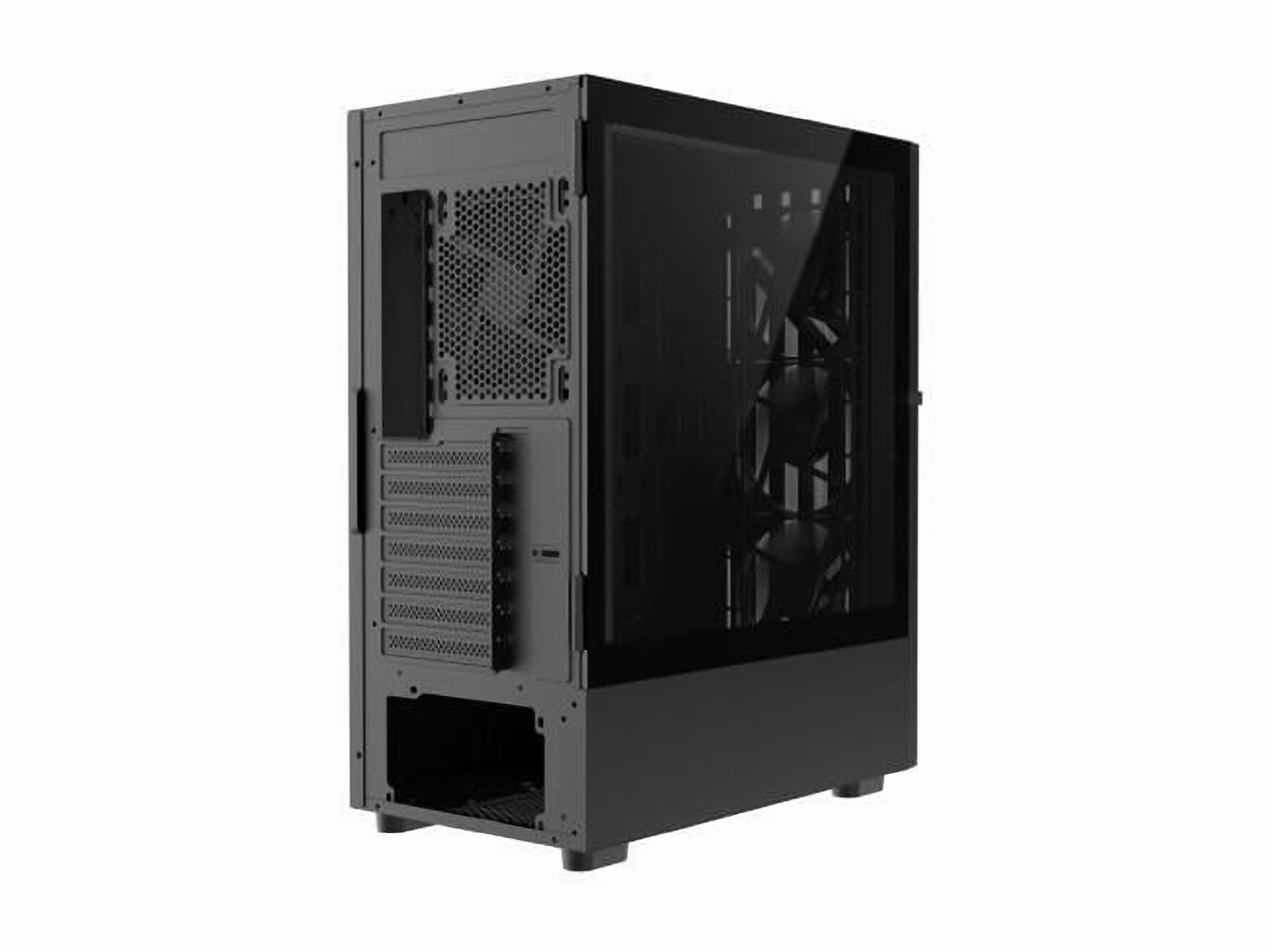 DIYPC DIY-G18-WD Black USB3.0 /Type C ATX Mid Tower Gaming Computer Case w/ Tempered Glass Side Panel and Walnut Wood Front Panel. 4 x 120mm PWM Fan Pre-Installed