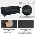 thumbnail image 5 of Mid-Century 3-Seat Living Room Sofa, TUANLUO Couches and Sofas, Velvet Upholstered Sofa Sofa with 2 Pillows and Wood Legs, Heavy Duty Sofa Furniture for Living Room, 80"L x 29"W x 30"H, Black, 5 of 10