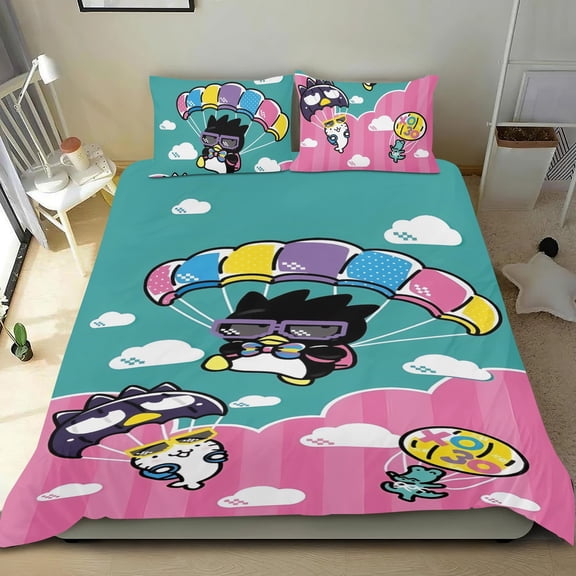 Bedding Set For Badtz Maru Comforter Cover Set Cute Duvet Cover Sets Super Soft Teens Bedding Set Kids Bedroom Gifts,1 Duvet Cover with 2 Pillowcases Twin 3 Piece
