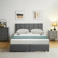 thumbnail image 3 of Zimtown Full Size Platform Bed Frame with 2 Drawers, Fabric Upholstered Headboard, No Box Spring Needed, Gray, 3 of 7