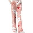 thumbnail image 4 of Valentines Women Comfy Casual Pajama Pants Holiday Elastic Waist Cute Valentine's Day Pajama Pants Drawstring Jogger Wide Leg Athletic Pants, 4 of 7