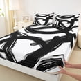 thumbnail image 3 of Homewish Black Stripes 4 Pieces Queen Sheet Sets for Teens Boys Girls,Geometric Lines Ultra Soft Flat Sheet,Vintage Aesthetic Queen Fitted Sheet,Breathable Home Decor, 3 of 7