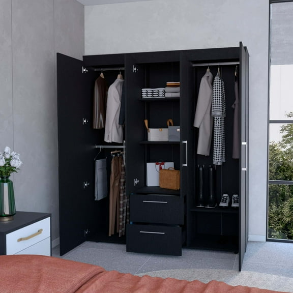 Newboti Furniture Black All-In-One 2-Door Armoire 22385