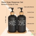 thumbnail image 2 of Set dispensador de jabón DIDROOM Glass con bandeja de bambú, color negro, 2 of 6