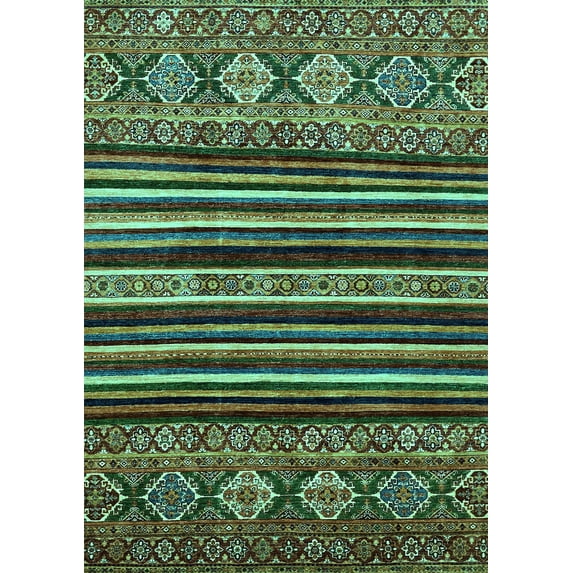 Ahgly Company Indoor Rectangle Abstract Turquoise Blue Modern Area Rugs, 8' x 10'