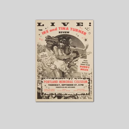 Ike and Tina Turner x Buddy Miles - 1973 Portland, OR Concert Poster Size 24''x36'' Googate