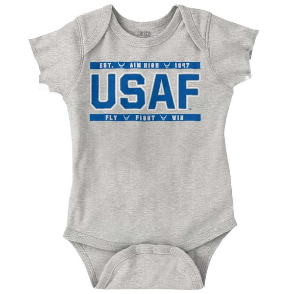 Us Air Force USAF Fly Fight Win Romper Boys or Girls Infant Baby Brisco Brands 12M