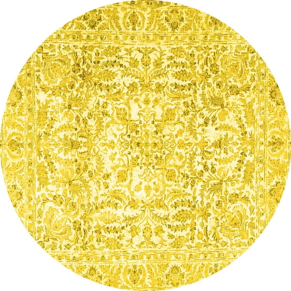 Ahgly Company Indoor Round Persian Yellow Traditional Area Rugs, 6' Round