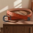 thumbnail image 5 of Women Leather Belts Ladies Vintage Western Design Waist Belt for Pants Jeans Dresses,108cm,Orange, 5 of 6