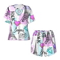 thumbnail image 4 of Picia Eiffel Tower and Hearts Pajamas Sets for Women Soft Short-Sleeved Pjs with Lounge Shorts Two Piece Sleepwear-4X-Large, 4 of 9