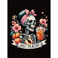 thumbnail image 2 of English Floral Skull Pattern Print Women's Fashion Trendy Round Neck Short Sleeve, Simple Casual Sports T-shirt, Holiday Comfortable Summer Top Women's Clothing, 2 of 6