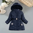 thumbnail image 4 of AherBiu Girls Puffer Coat Winter Clothes Zipper Button Stand Collar Belted Waist Hooded Quilted Jacket Outwear, 4 of 7
